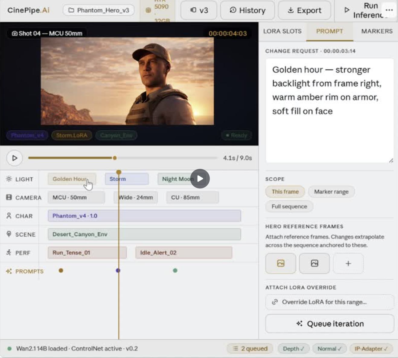 CinePipeAi rendering engine output